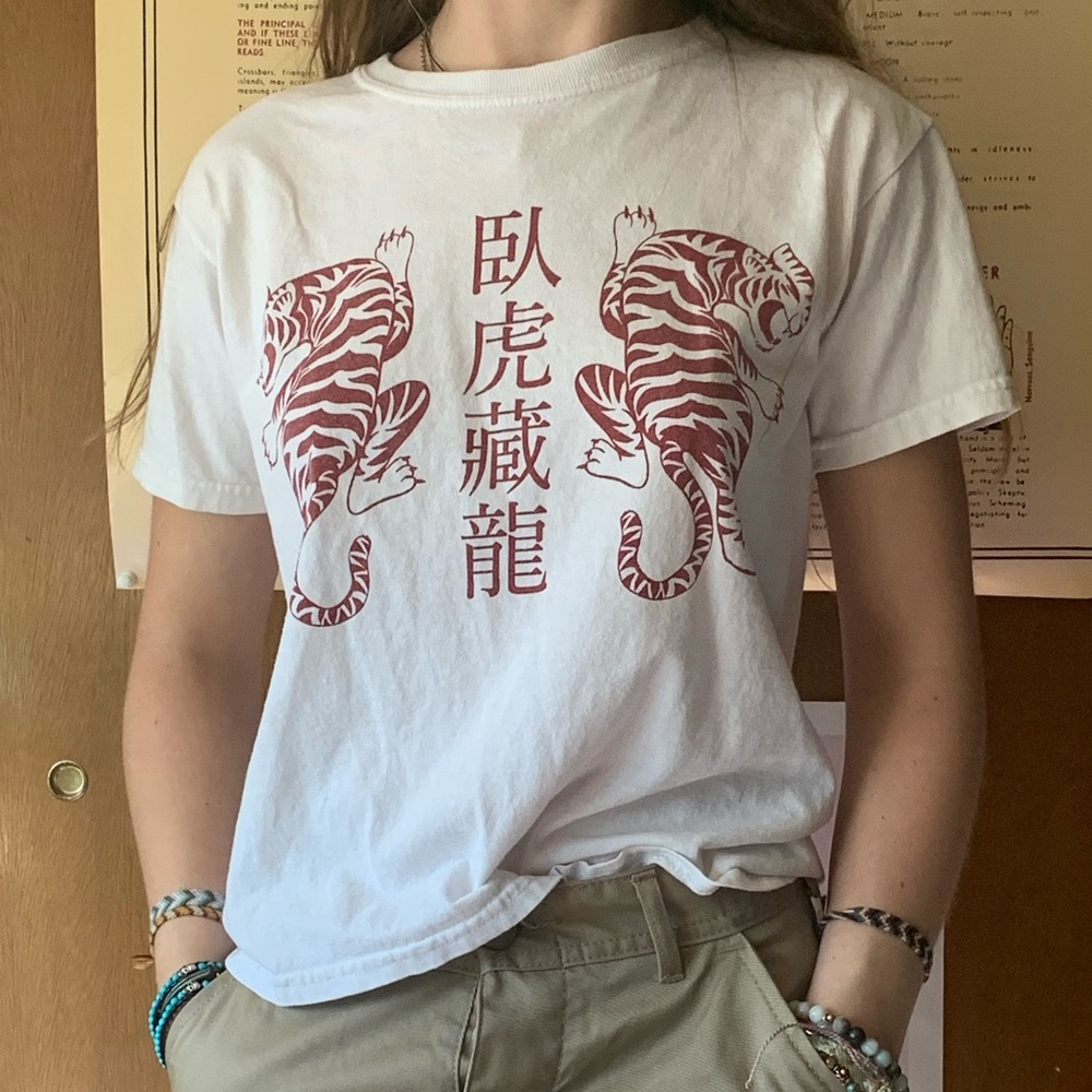 Brandy Melville White Tiger Tshirt